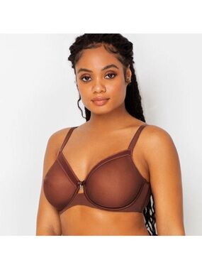 Curvy Couture Chocolate Sheer Mesh
Unlined Underwire Bra Sexy Size 36G NEW NWT